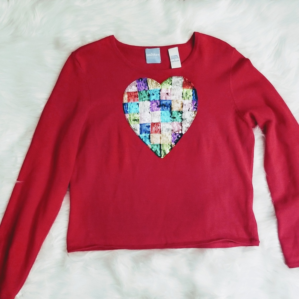 SMITTEN by MICHAEL SIMON Sequin Heart Sweater